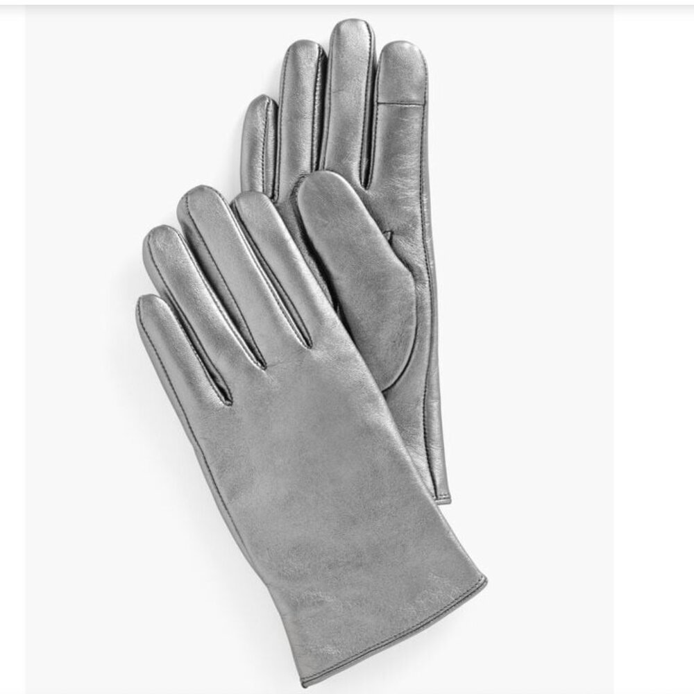 Talbots Metallic Leather Gloves size Medium Cashmere linings NWOT